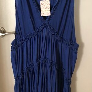 Free People National Blue Boho Dress Sz. Large